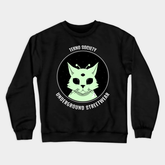 TEKNO Society Cat Crewneck Sweatshirt by T-Shirt Dealer